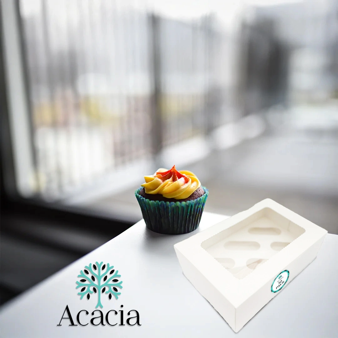 White Cupcake Boxes With Window 10 Pack (holds 6)
