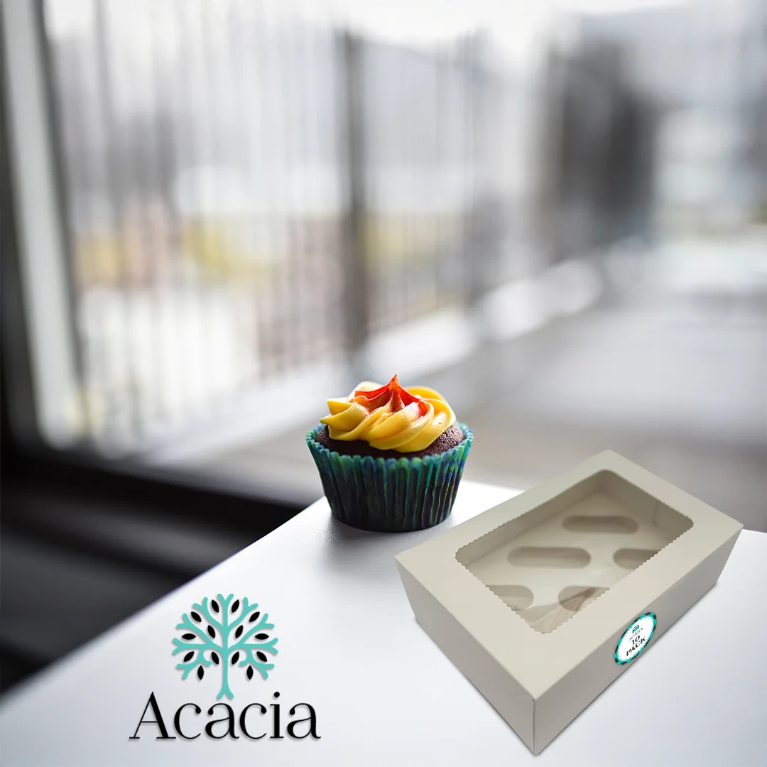 White Cupcake Boxes With Window 10 Pack (holds 6)