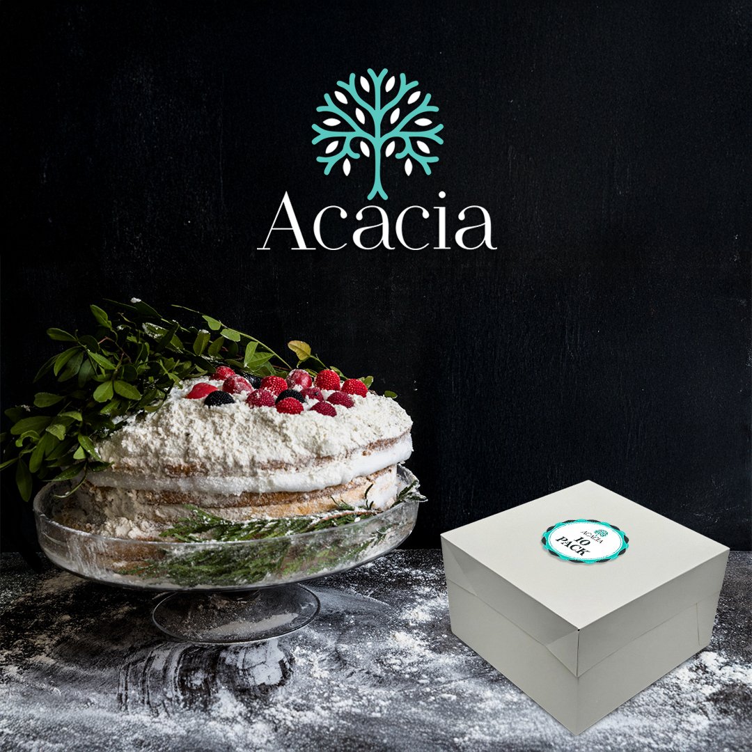 12 Inch White  Cake Box with Lid - pack of 10