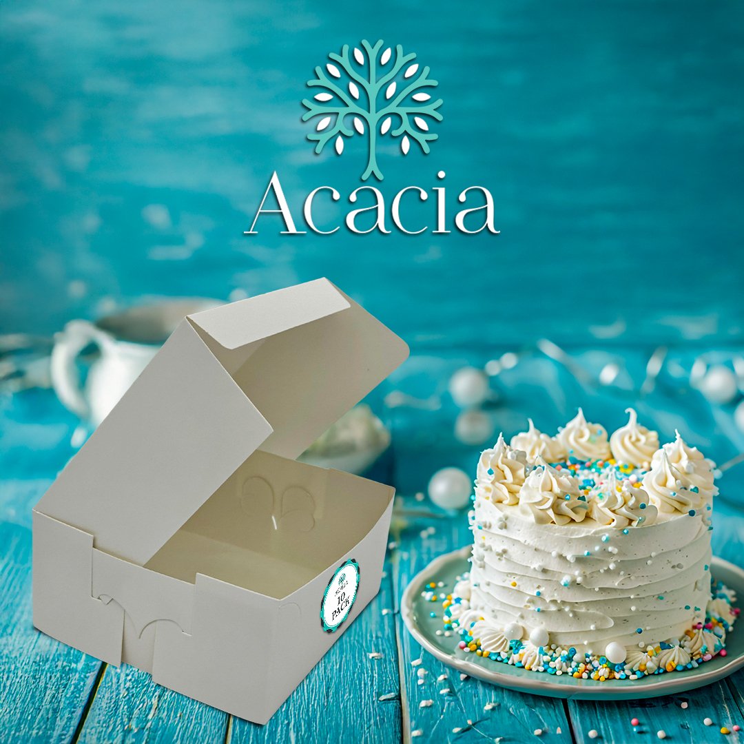 White Recyclable Folding Cake Boxes - Plain 7x7": Pack of 25