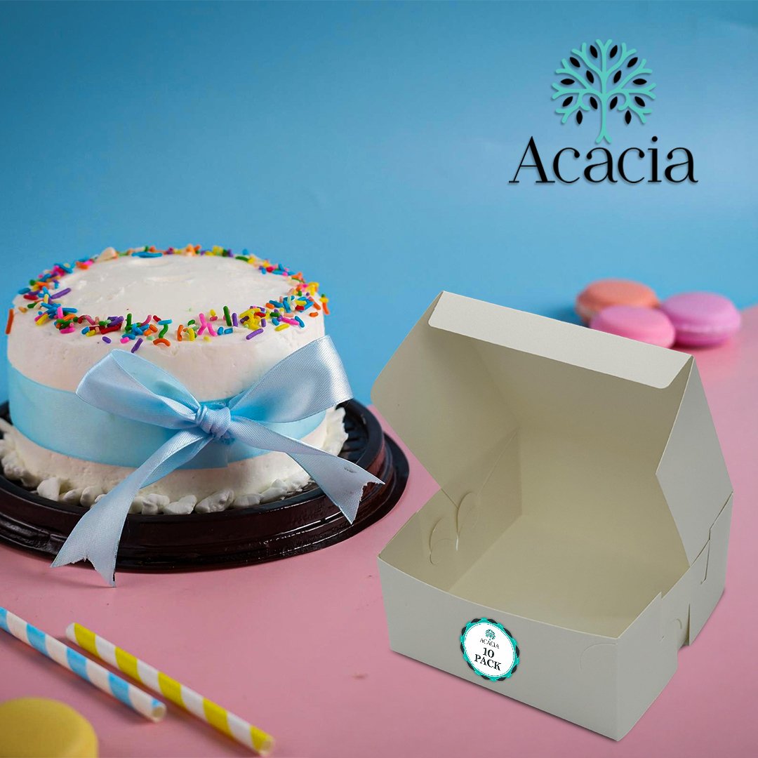 White Recyclable Folding Cake Boxes - Plain 8x8": Pack of 25