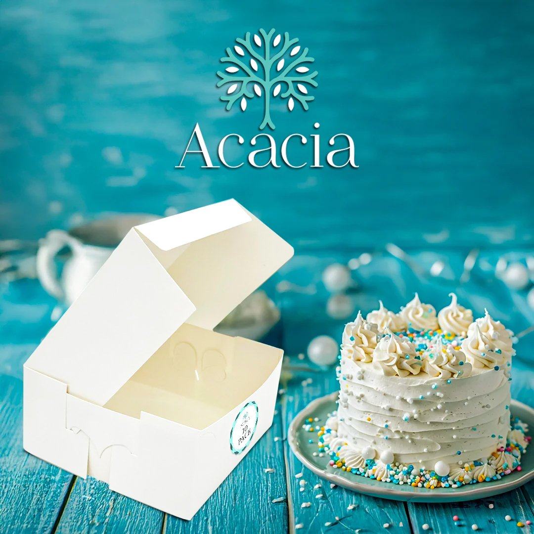 White Recyclable Folding Cake Boxes - Plain 7x7": Pack of 25