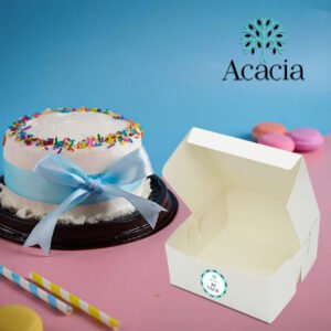 White Recyclable Folding Cake Boxes - Plain 8x8": Pack of 25
