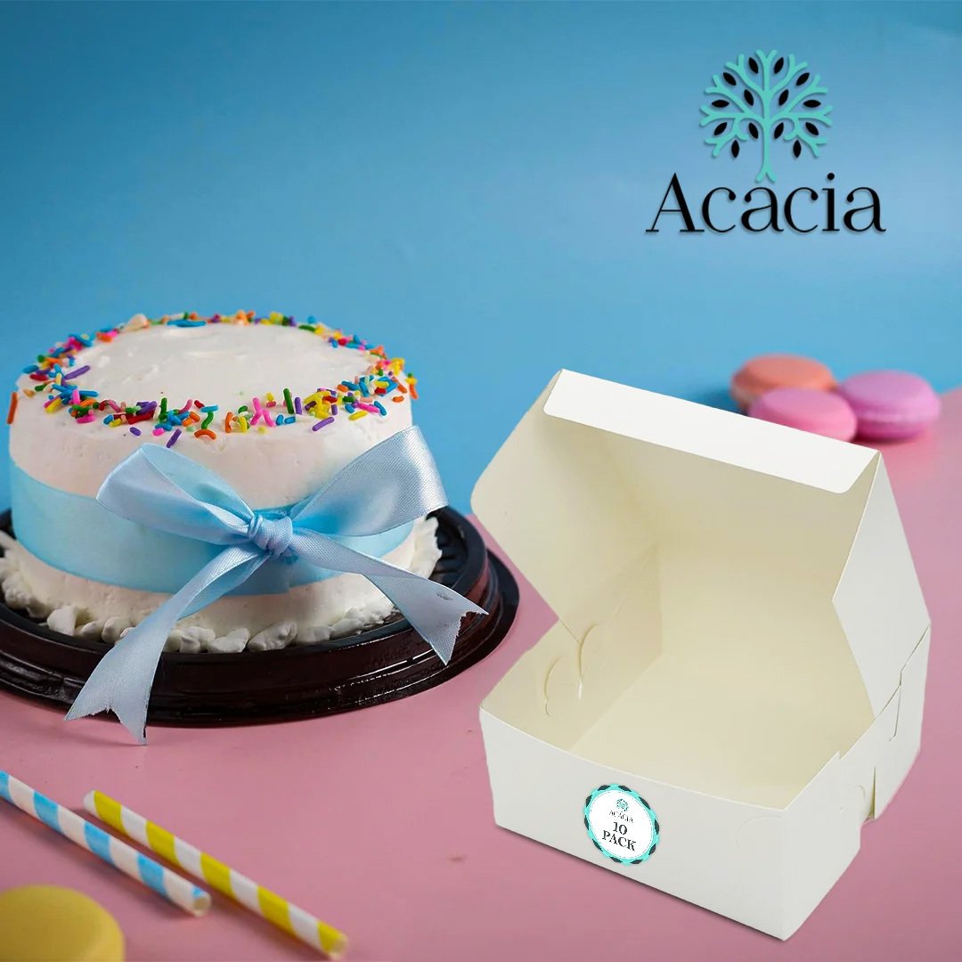 White Recyclable Folding Cake Boxes - Plain 8x8": Pack of 25